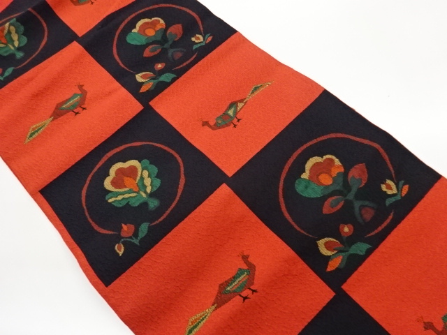 JAPANESE NAGOYA OBI / MATELASSE / WOVEN ABSTRACT FLOWER